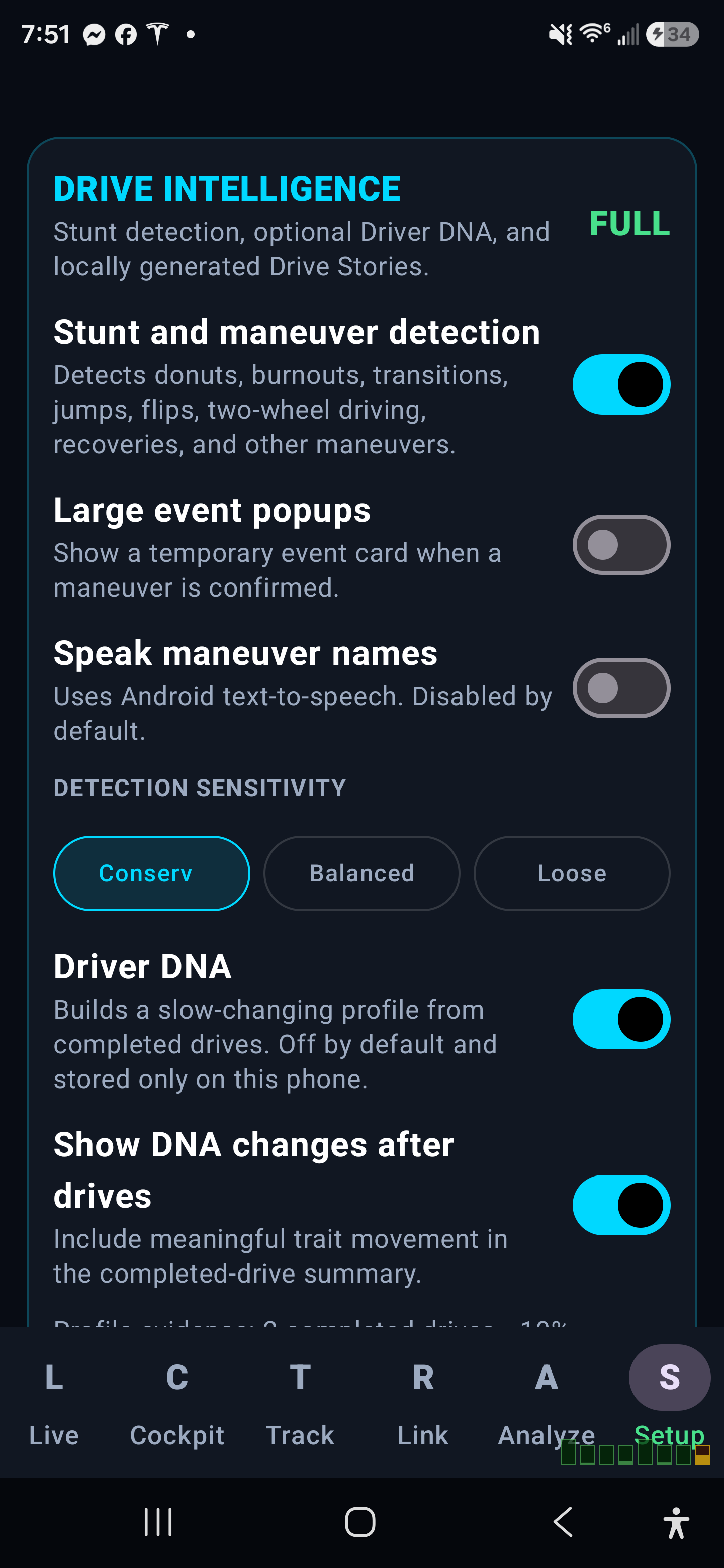 Drive Intelligence settings in DriveLab Telem 2.4.0